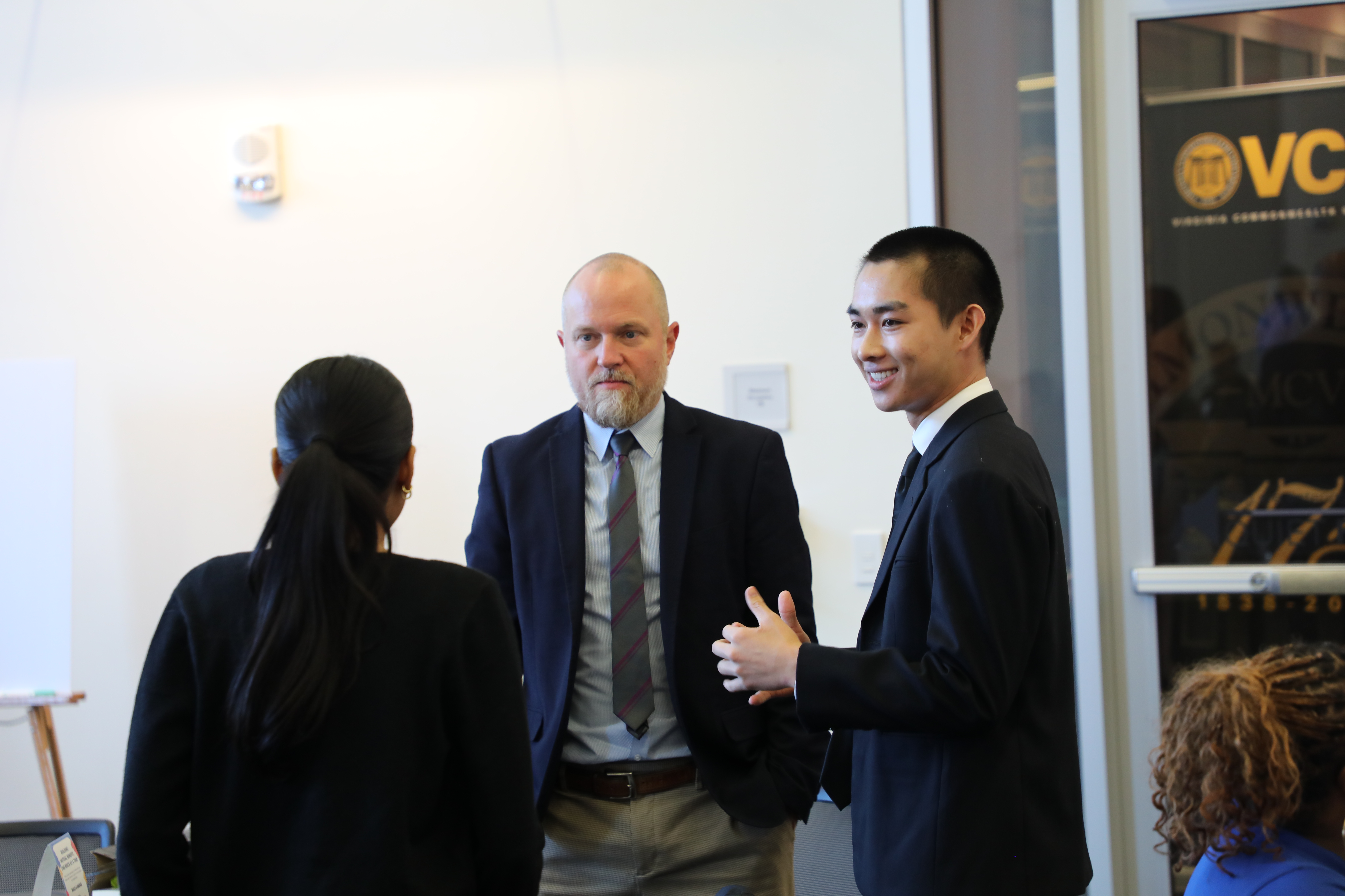 A group of people talking