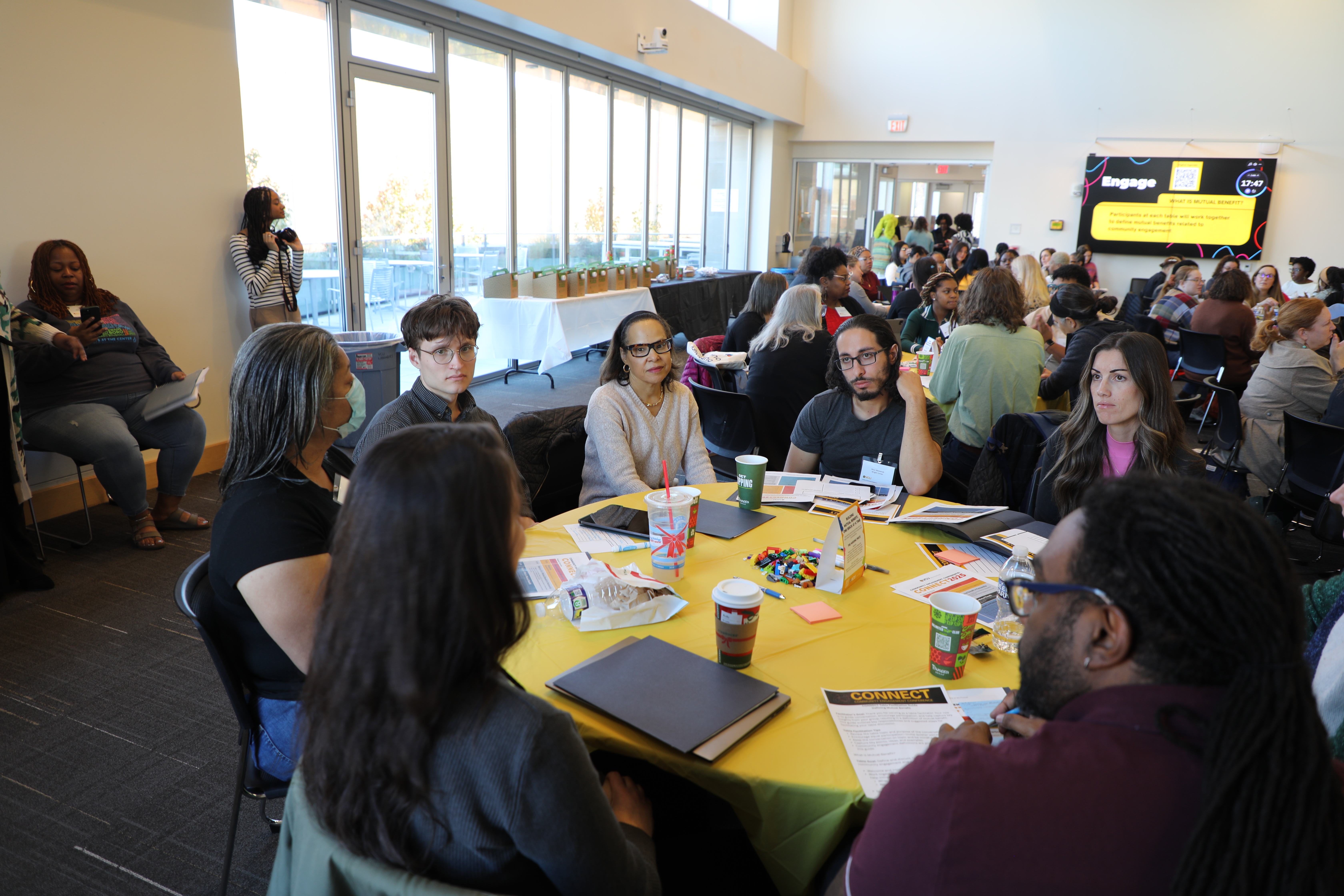 a group working at a table