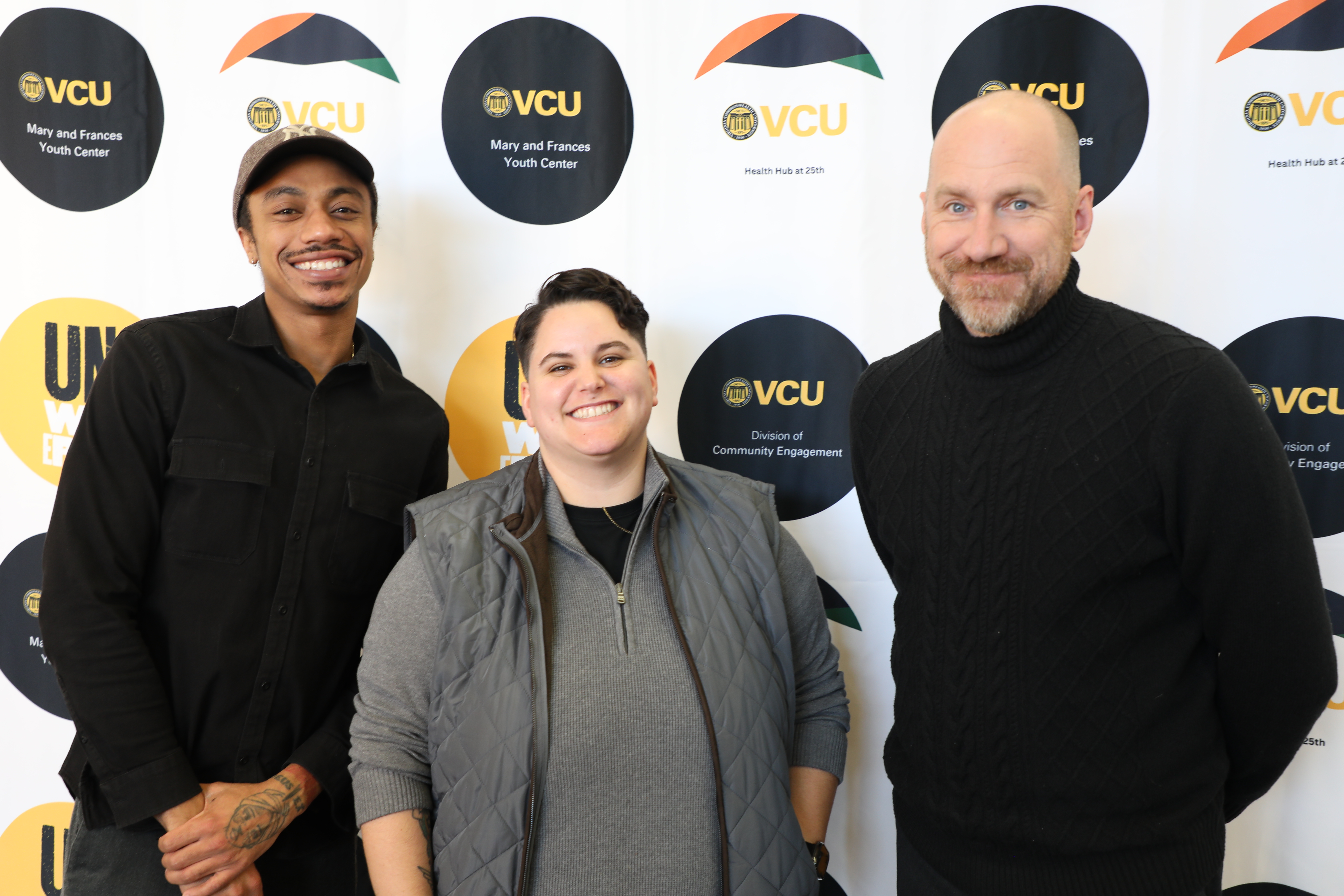 A group of three people