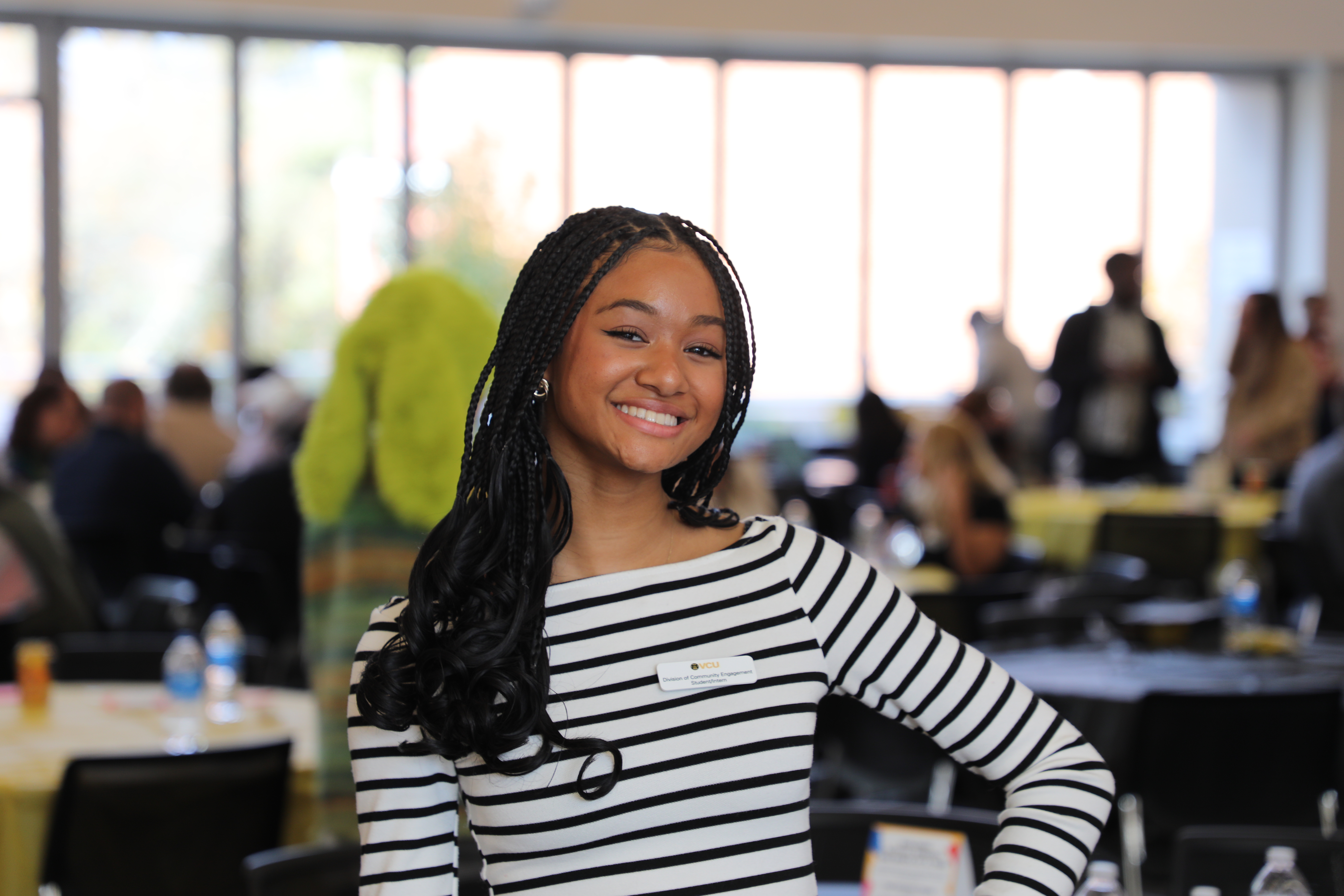A young lady smiling