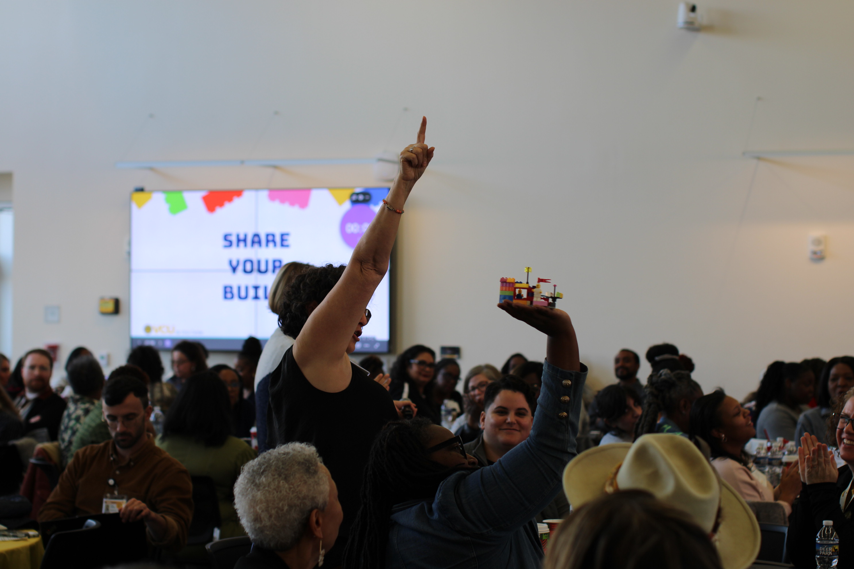 A woman standing in a crowd