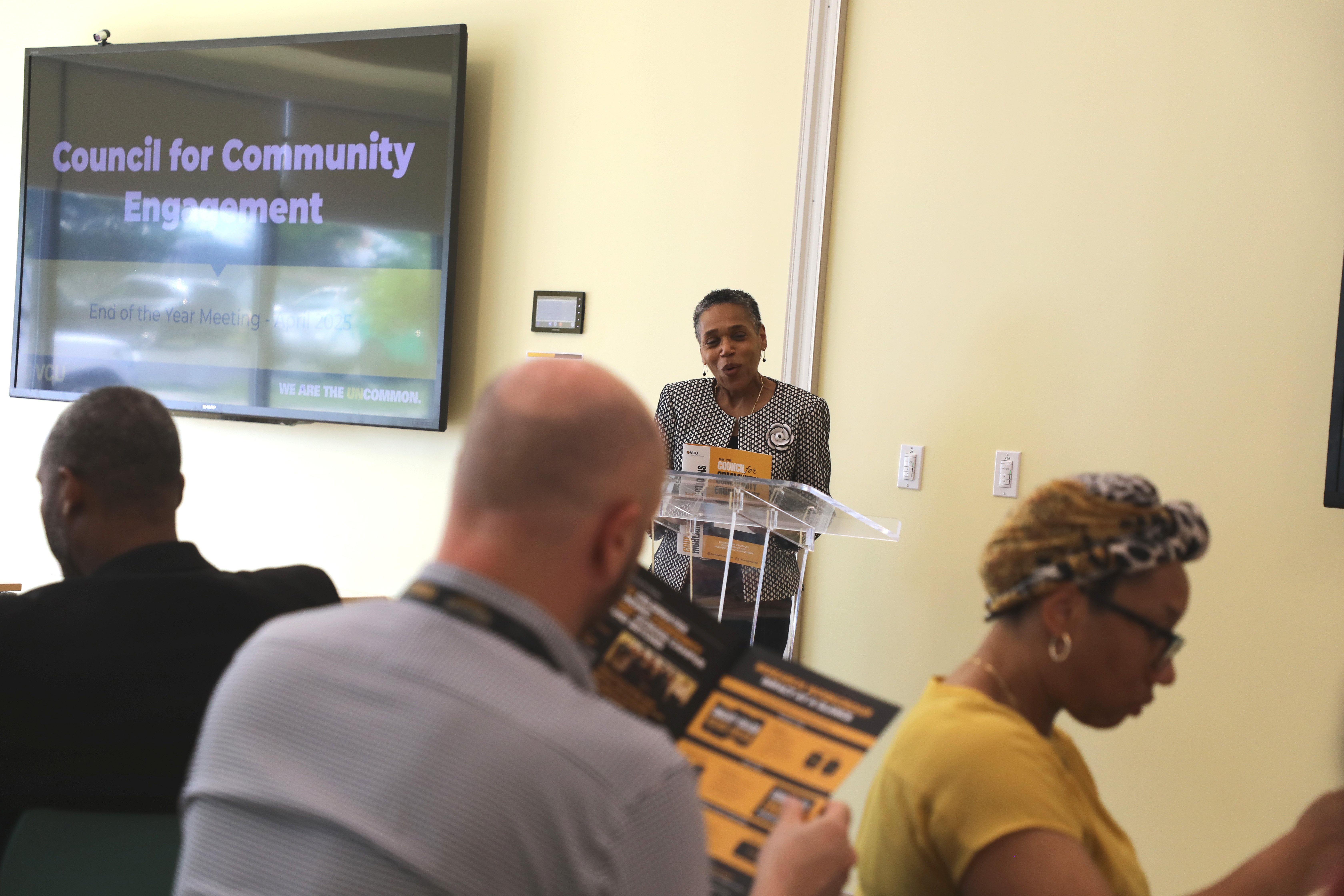 woman speaking to group